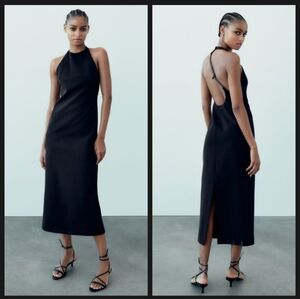 Zara Midi Halter Dress With Rhinestone Strap